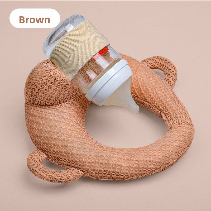 Portable anti-spitting-up baby bottle-feeding pillow for infants