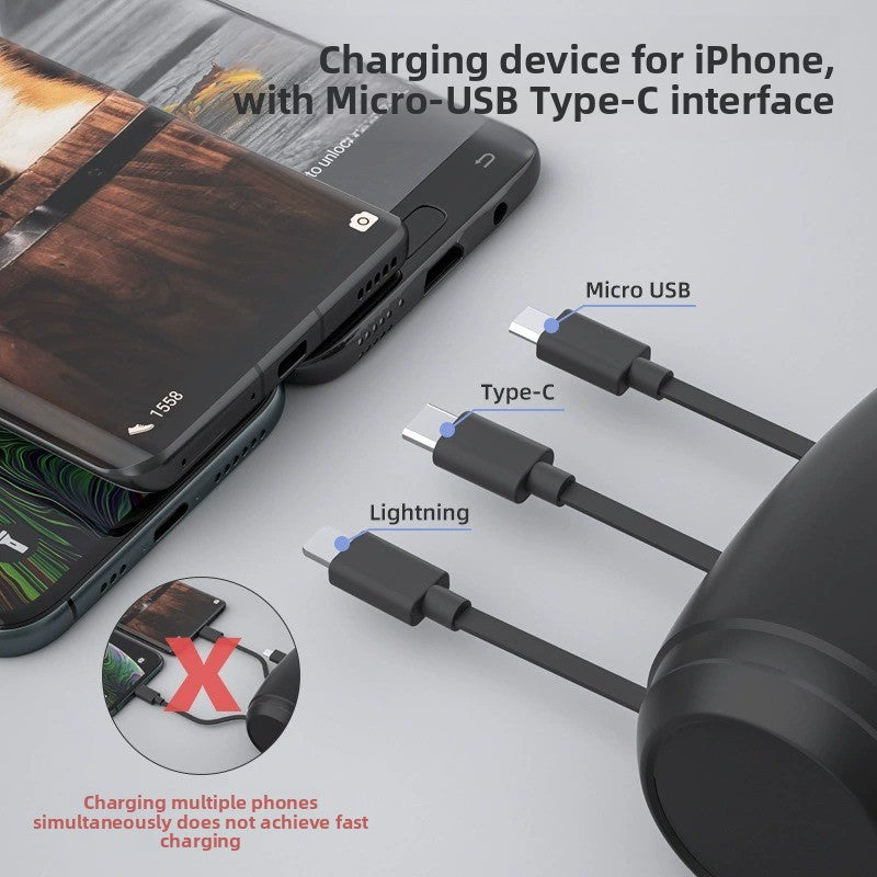 Retractable Triple Port Car Charger