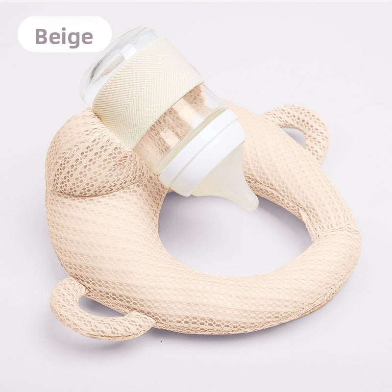 Portable anti-spitting-up baby bottle-feeding pillow for infants