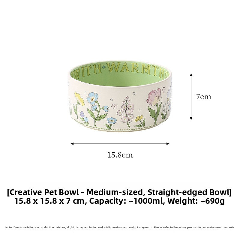 Ceramic Pet Food Bowl with Anti-Spill Design