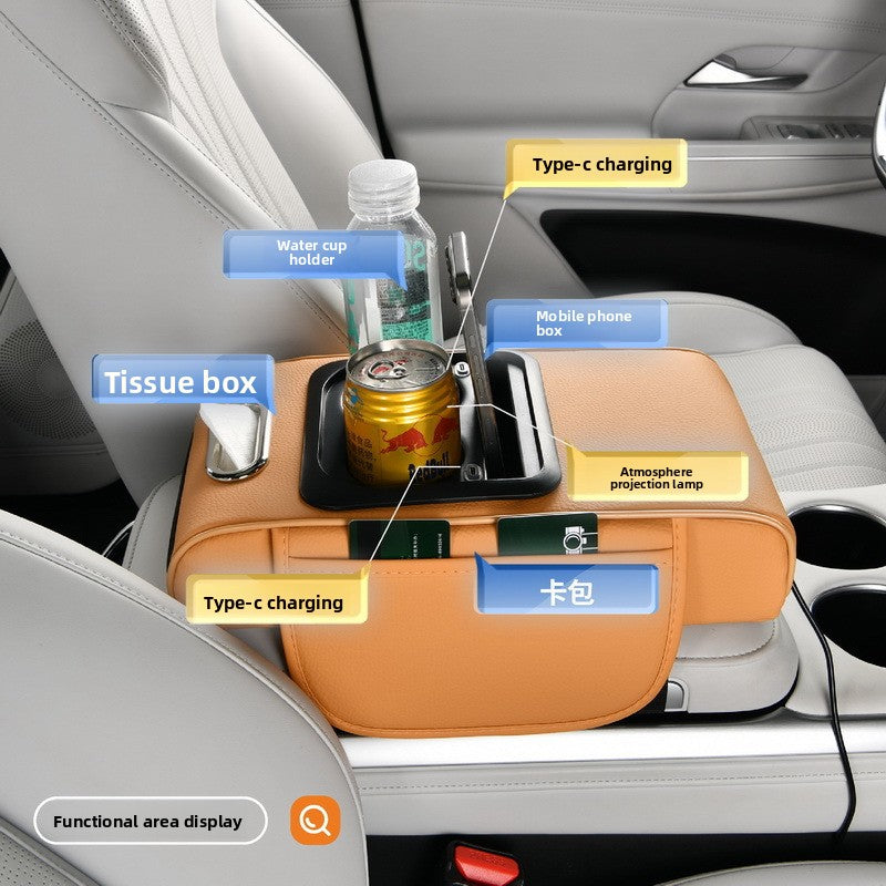Multifunctional Car Armrest Storage Organizer with Charging
