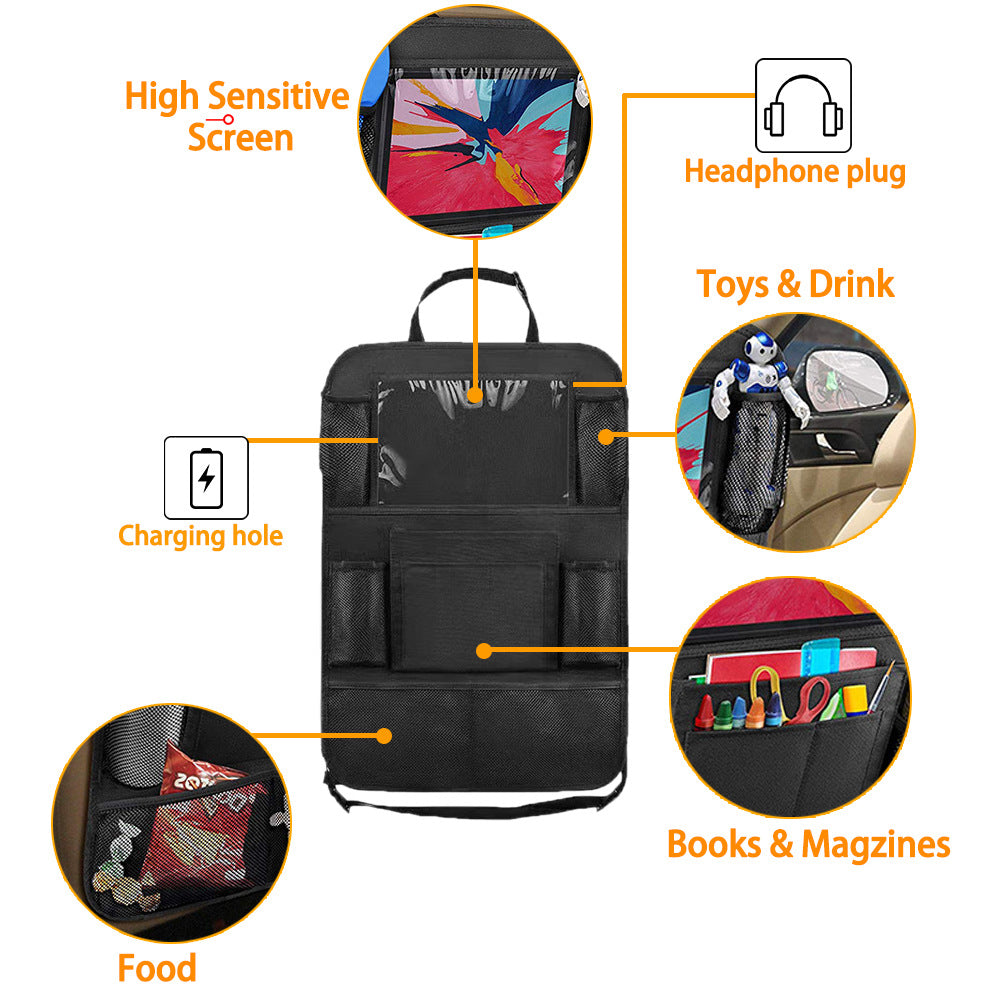 Car Rear Seat Organizer with Tablet Stand and Storage Pockets
