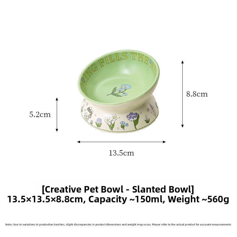 Ceramic Pet Food Bowl with Anti-Spill Design