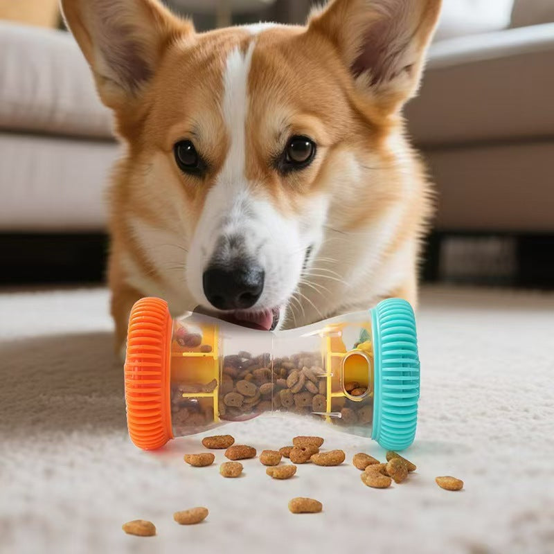 Interactive Pet Dumbbell Food Dispensing Toy