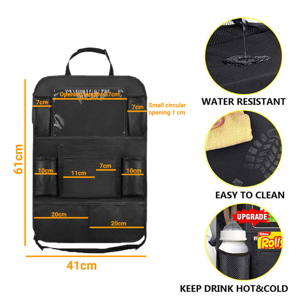 Car Rear Seat Organizer with Tablet Stand and Storage Pockets