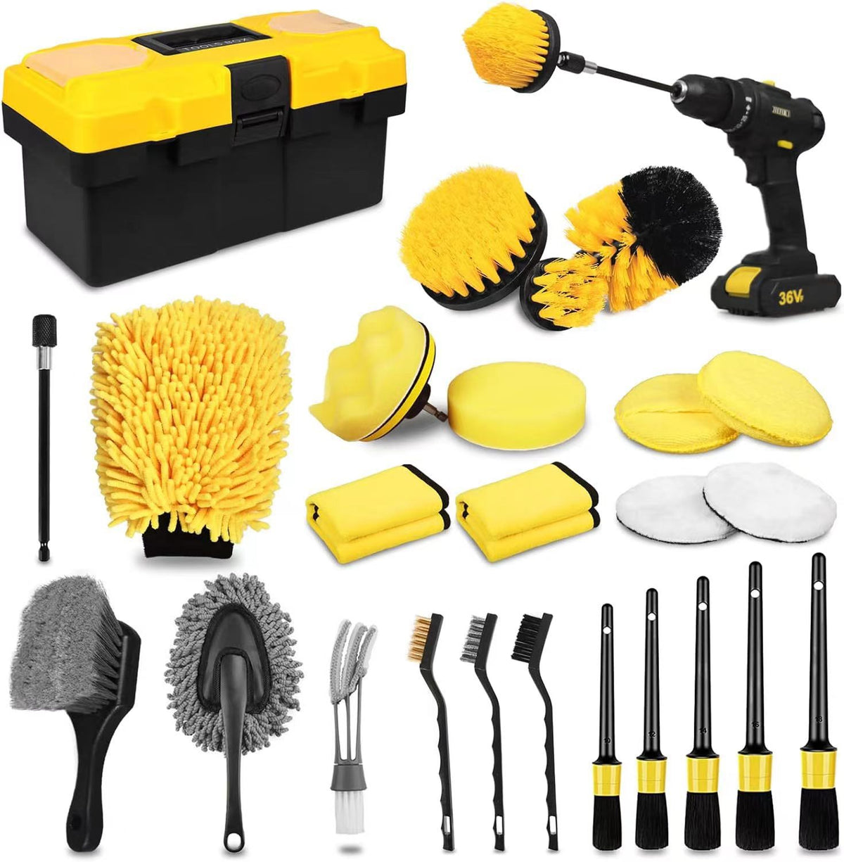 Electric Drill Cleaning Brush Set for Car and Household Surfaces