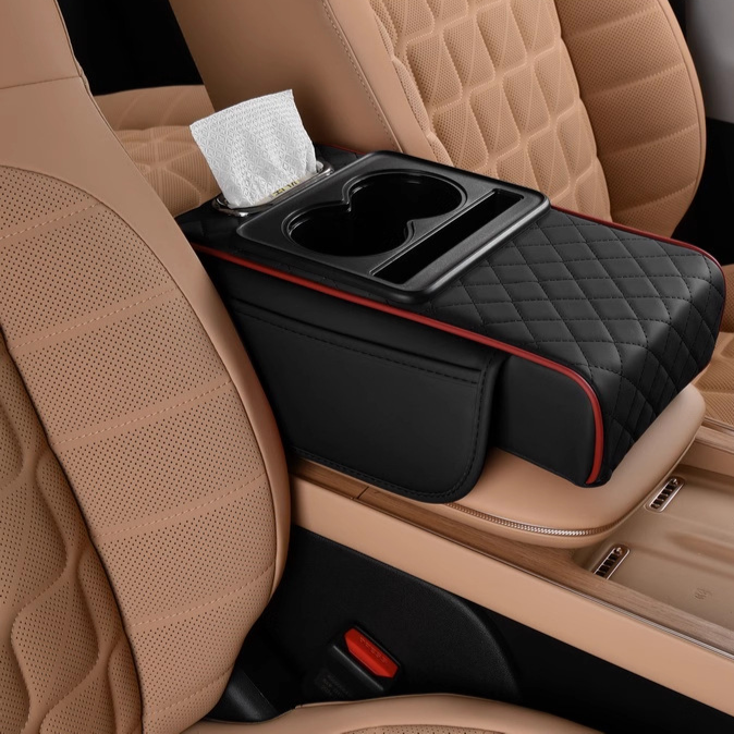 Multifunctional Car Armrest Organizer with Cup Holders
