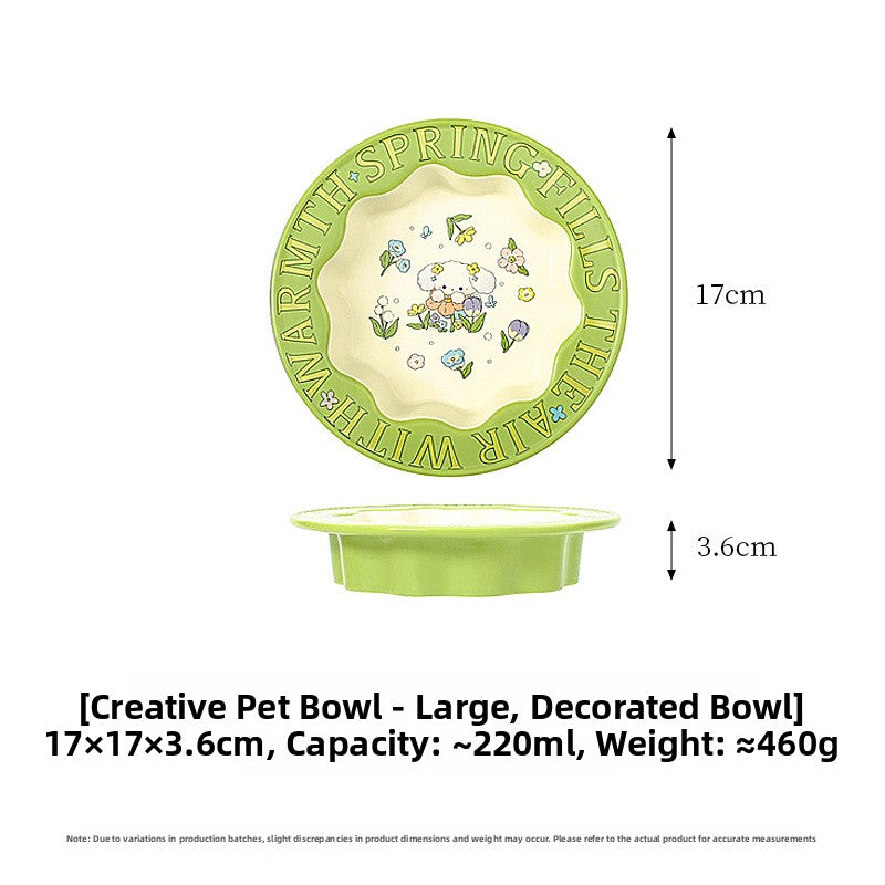 Ceramic Pet Food Bowl with Anti-Spill Design