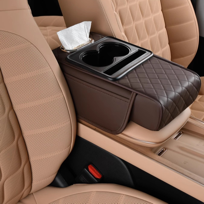 Multifunctional Car Armrest Organizer with Cup Holders
