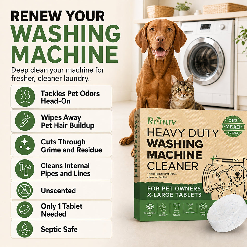 Washing Machine Cleaner for Pet Hair & Odor - 12 XL Tablets