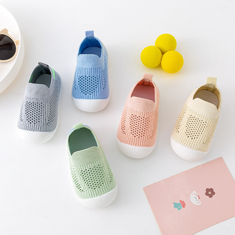 Solid-color baby walking shoes