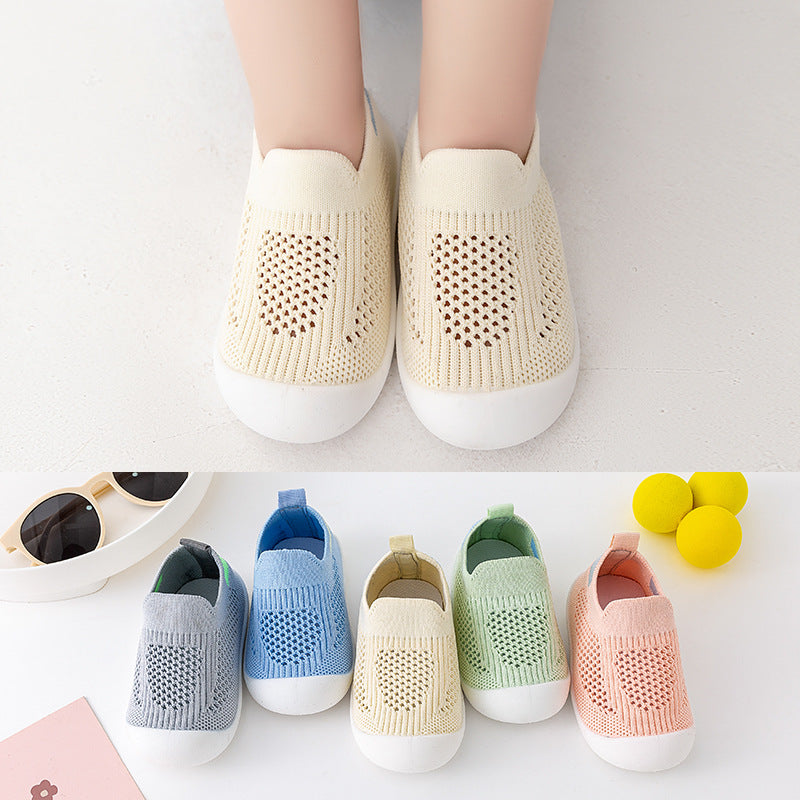 Solid-color baby walking shoes