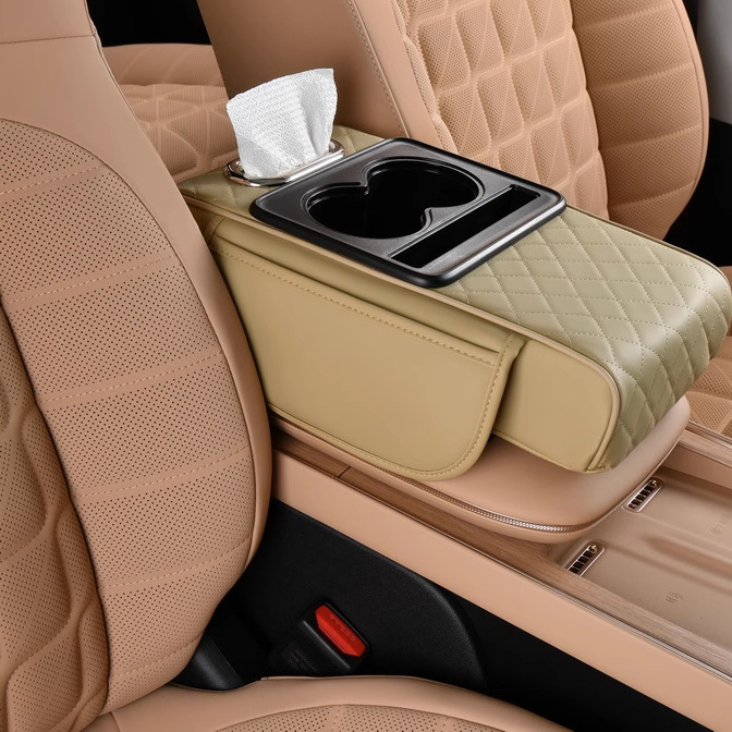 Multifunctional Car Armrest Organizer with Cup Holders