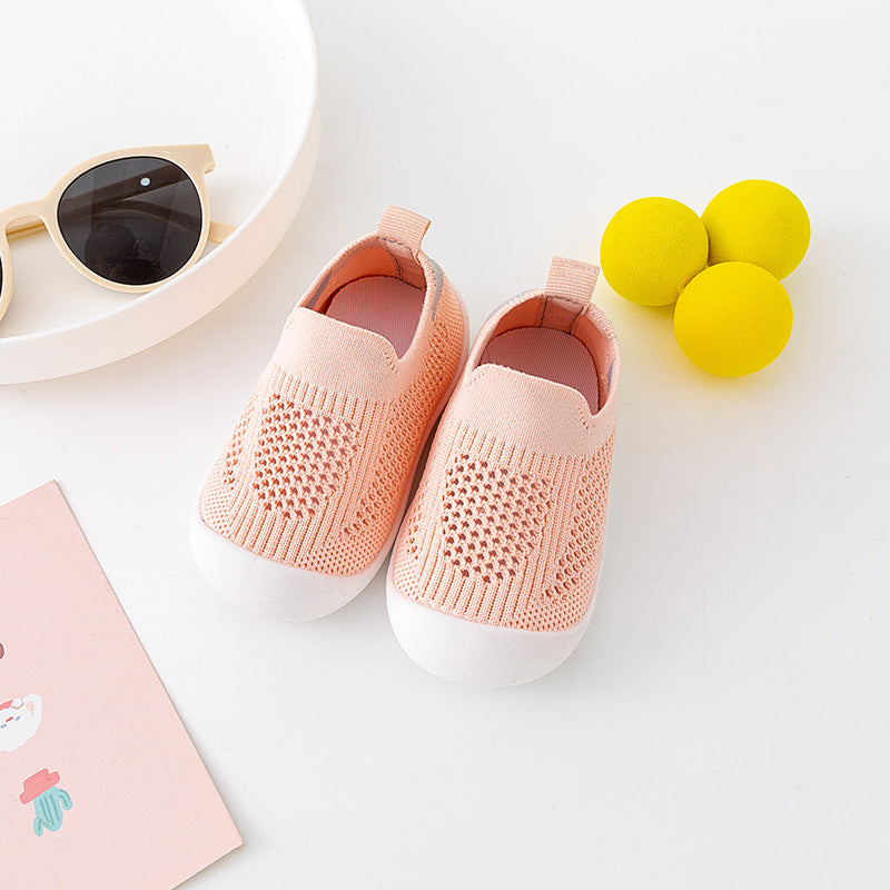 Solid-color baby walking shoes