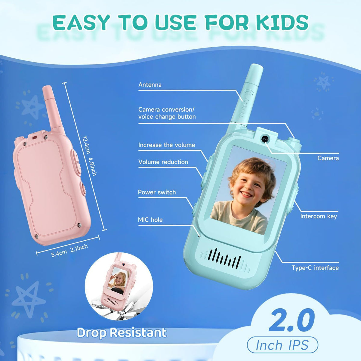 Children Video Walkie Talkie with Face to Face Calling