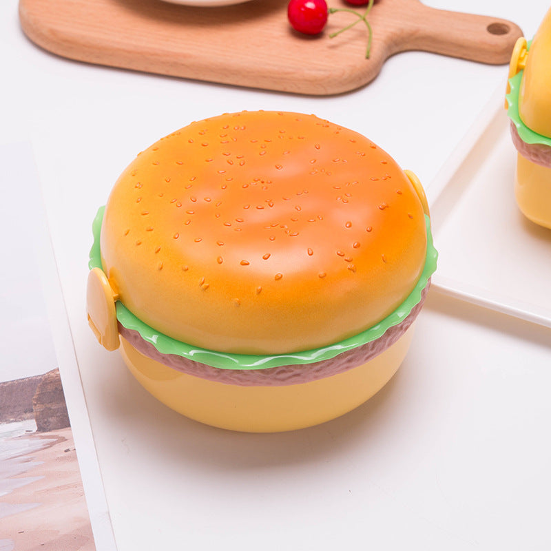Creative Burger-Shaped Lunch Box for Kids with Fork and Spoon