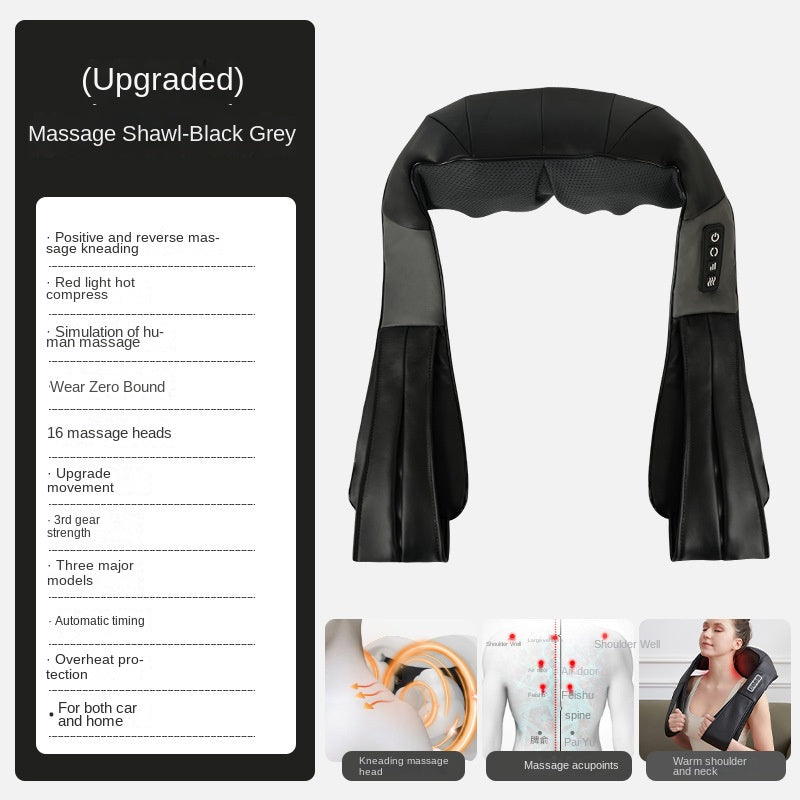 Multi functional car home electric shoulder neck waist and shawl massager