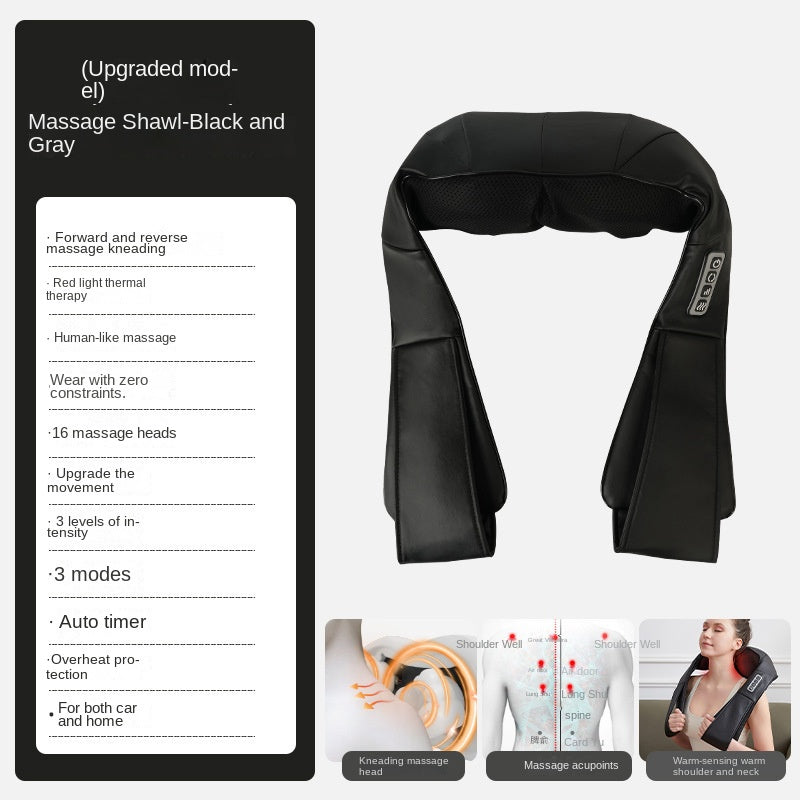 Multi functional car home electric shoulder neck waist and shawl massager