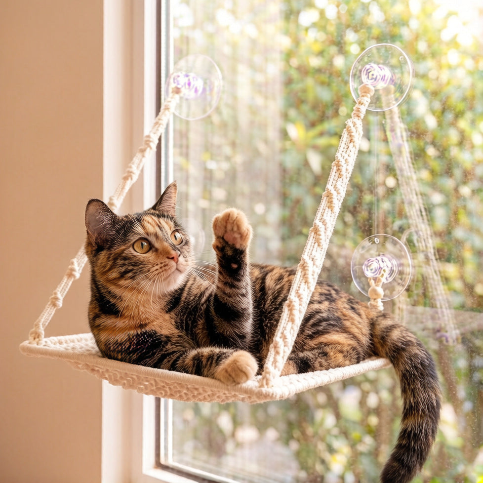 Handmade woven cat hammock