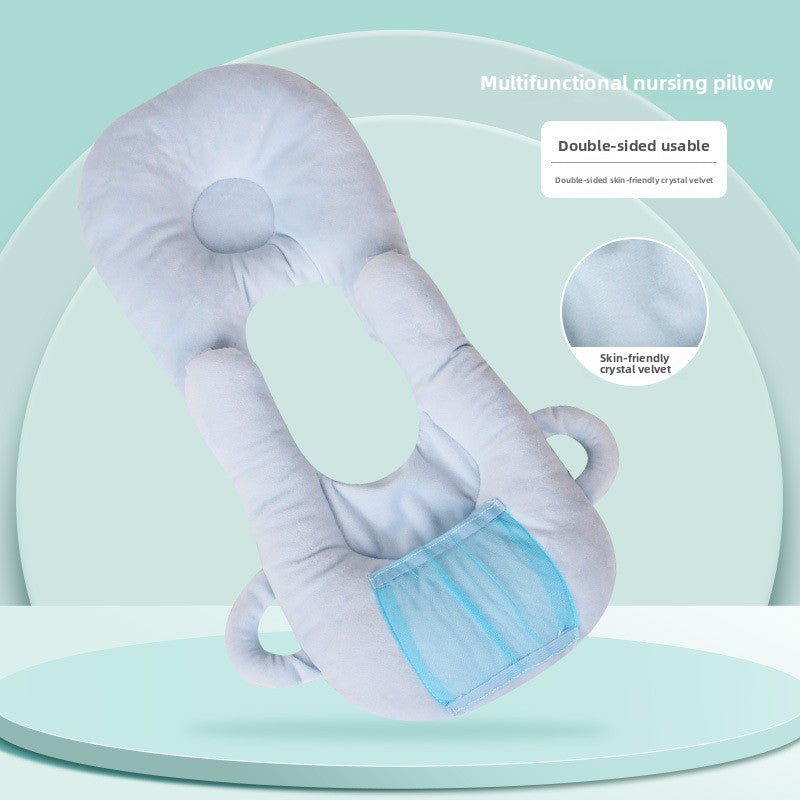 Portable anti-spitting-up baby bottle-feeding pillow for infants