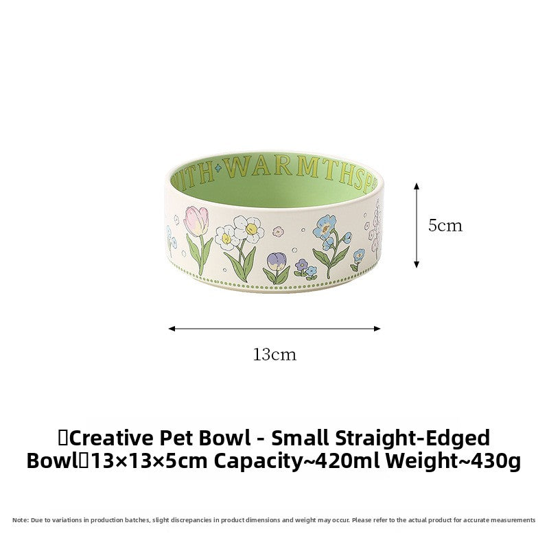 Ceramic Pet Food Bowl with Anti-Spill Design