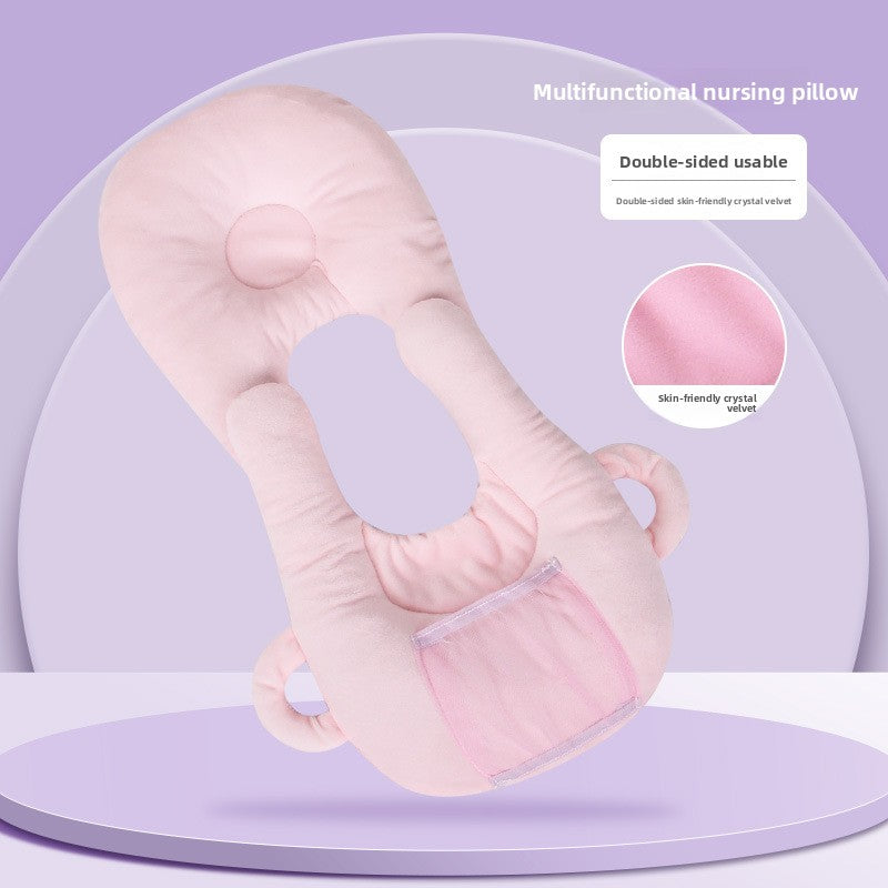 Portable anti-spitting-up baby bottle-feeding pillow for infants