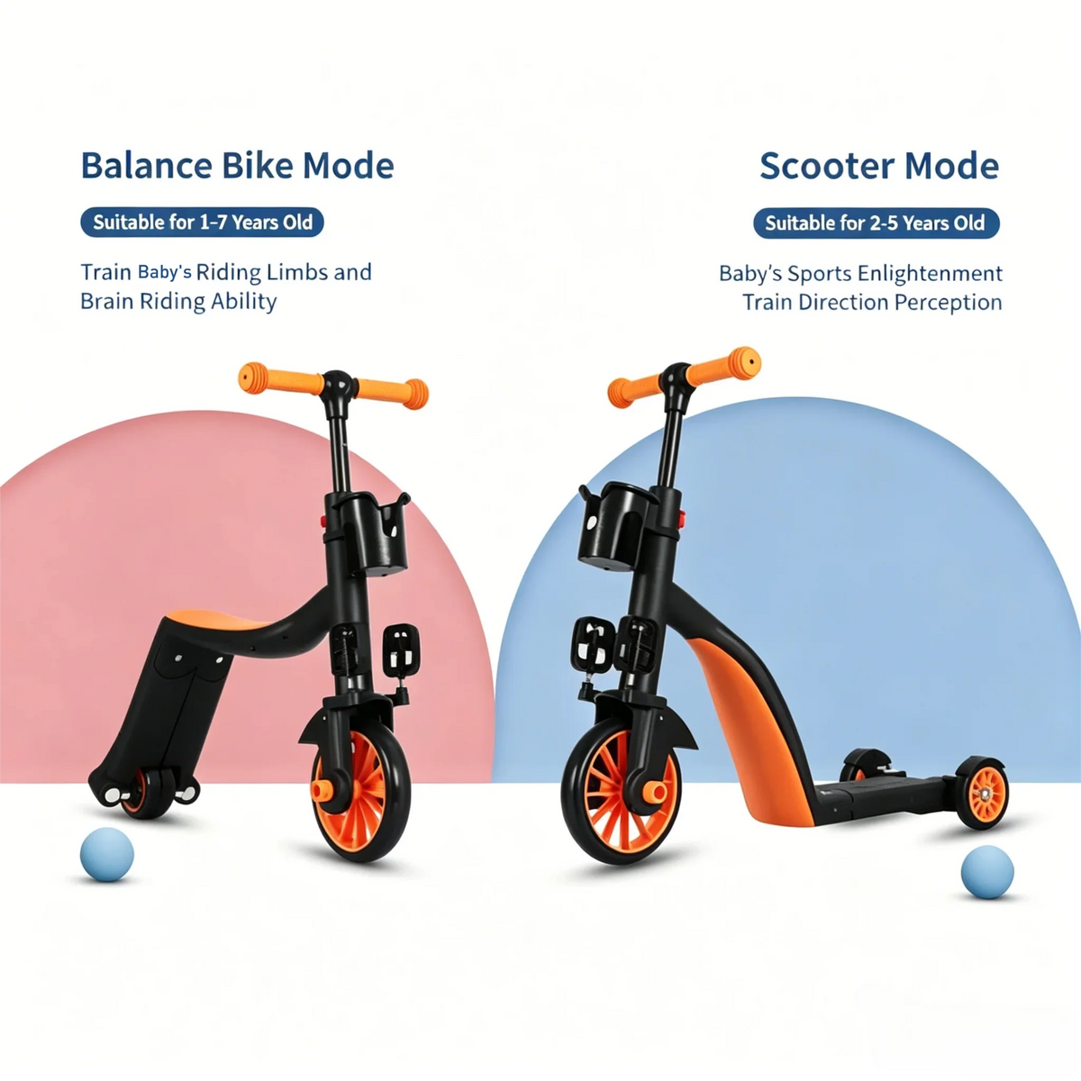 3 in 1 Kid Scooter Kick Scooter Compact Exercise 3 Wheels Adjustable Height Tricycle Balance Bike Sport Toy Children’s Day Gift