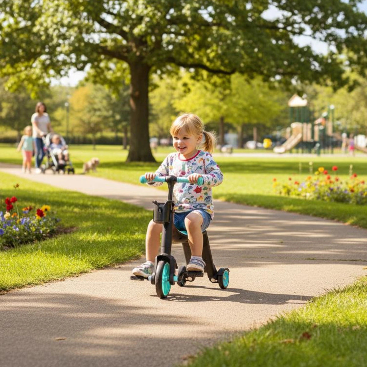 3 in 1 Kid Scooter Kick Scooter Compact Exercise 3 Wheels Adjustable Height Tricycle Balance Bike Sport Toy Children’s Day Gift