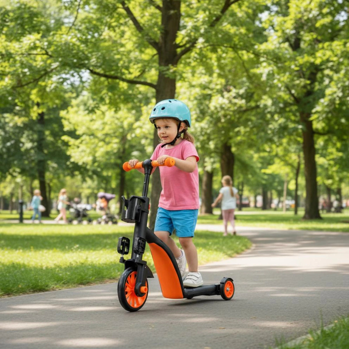3 in 1 Kid Scooter Kick Scooter Compact Exercise 3 Wheels Adjustable Height Tricycle Balance Bike Sport Toy Children’s Day Gift