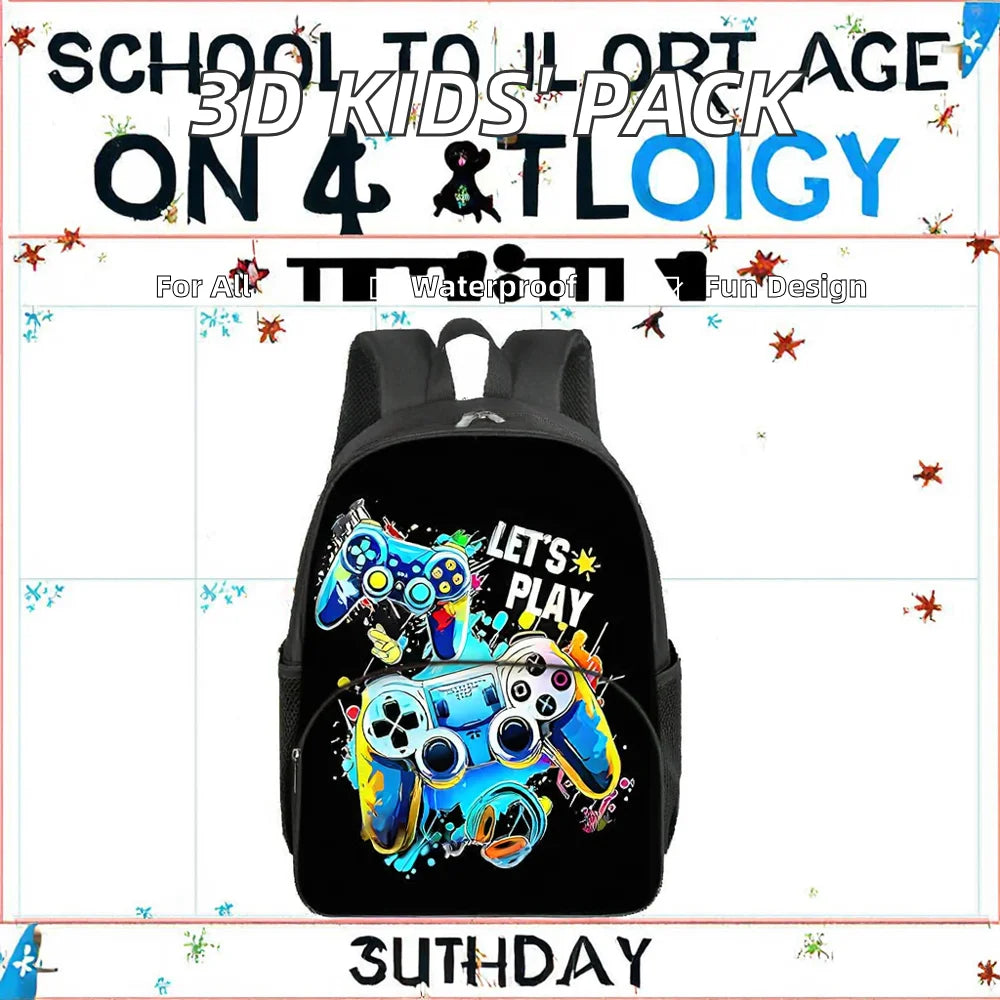 Best Gifts for Boys Girls Fashionable Three-Piece Set 3D Cartoon Waterproof School Backpack with Zipper Closure for Children