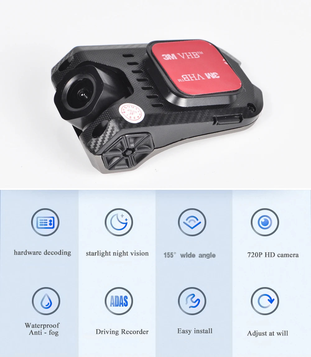 Car DVR Camera ADAS Dash Cam With G-sensor 720P HD Night Vision Car Dashcam 155° Wide Angle Android USB Video Recorder