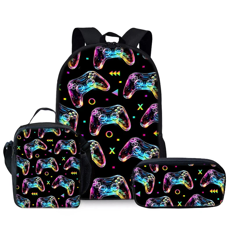 Best Gifts for Boys Girls Fashionable Three-Piece Set 3D Cartoon Waterproof School Backpack with Zipper Closure for Children