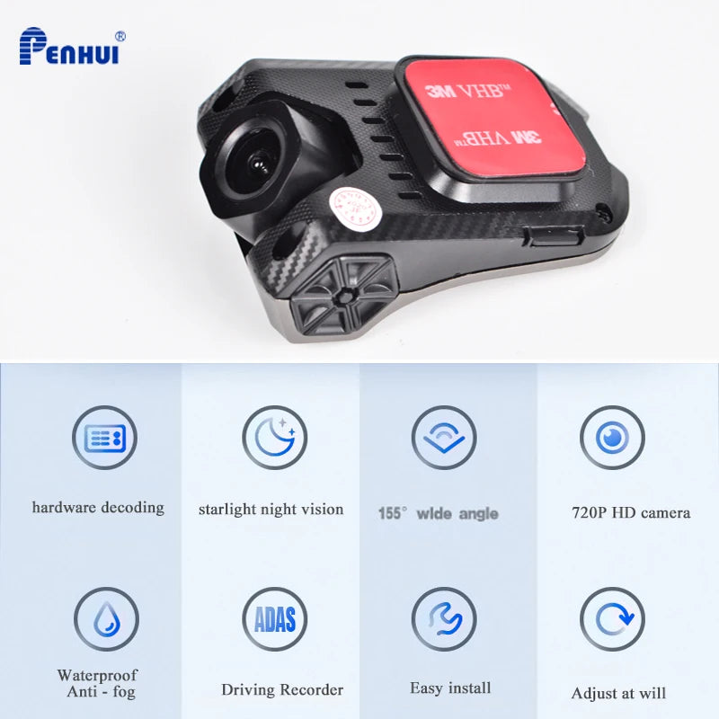 Car DVR Camera ADAS Dash Cam With G-sensor 720P HD Night Vision Car Dashcam 155° Wide Angle Android USB Video Recorder