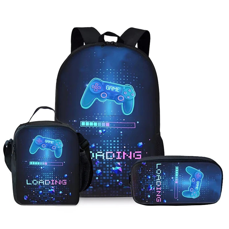 Best Gifts for Boys Girls Fashionable Three-Piece Set 3D Cartoon Waterproof School Backpack with Zipper Closure for Children
