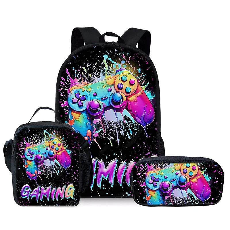 Best Gifts for Boys Girls Fashionable Three-Piece Set 3D Cartoon Waterproof School Backpack with Zipper Closure for Children