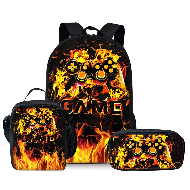 Best Gifts for Boys Girls Fashionable Three-Piece Set 3D Cartoon Waterproof School Backpack with Zipper Closure for Children
