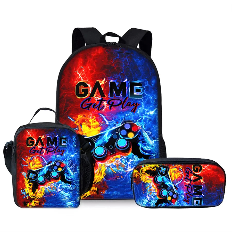 Best Gifts for Boys Girls Fashionable Three-Piece Set 3D Cartoon Waterproof School Backpack with Zipper Closure for Children