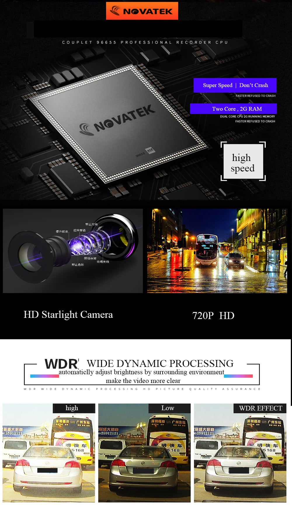 Car DVR Camera ADAS Dash Cam With G-sensor 720P HD Night Vision Car Dashcam 155° Wide Angle Android USB Video Recorder