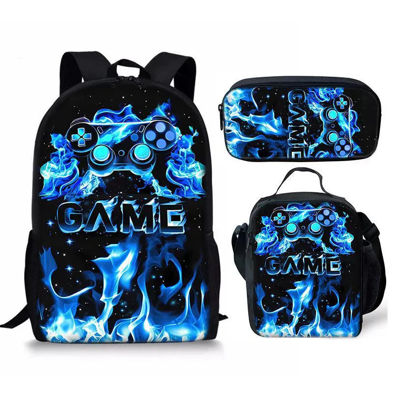 New Hot Selling Fashion Shanhaijing Children's Polyester Backpack Set Primary School Students Three-Piece Cute Lightweight