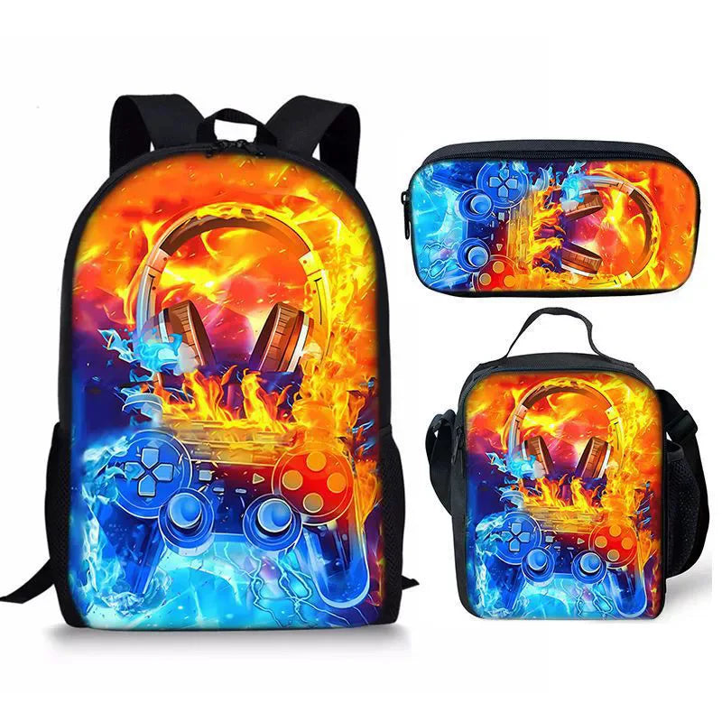 New Hot Selling Fashion Shanhaijing Children's Polyester Backpack Set Primary School Students Three-Piece Cute Lightweight