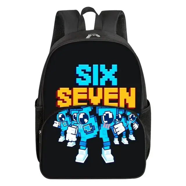 Colorful Number 67 Print Waterproof Polyester 3D Cartoon School Backpack with Front Pocket for Unisex Children