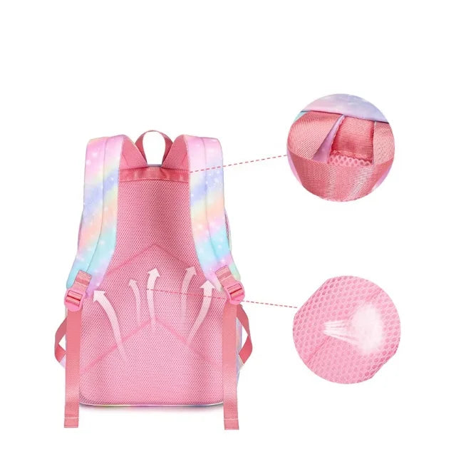 Unicorn School Bag Set for Girls With Lunch Bag School Backpacks Stylish Student Backpack Tie Dye Kids Girls Backpacks