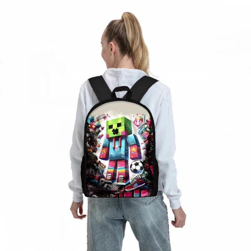 3D Cartoon School Backpack Set Waterproof Game My World Character Three Piece for Boys and Girls Best Gift for Children