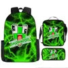 Frog-Headed Nylon School Backpack Large Capacity Breathable Ultra-Lightweight Three-Piece Set for Primary Middle School Students