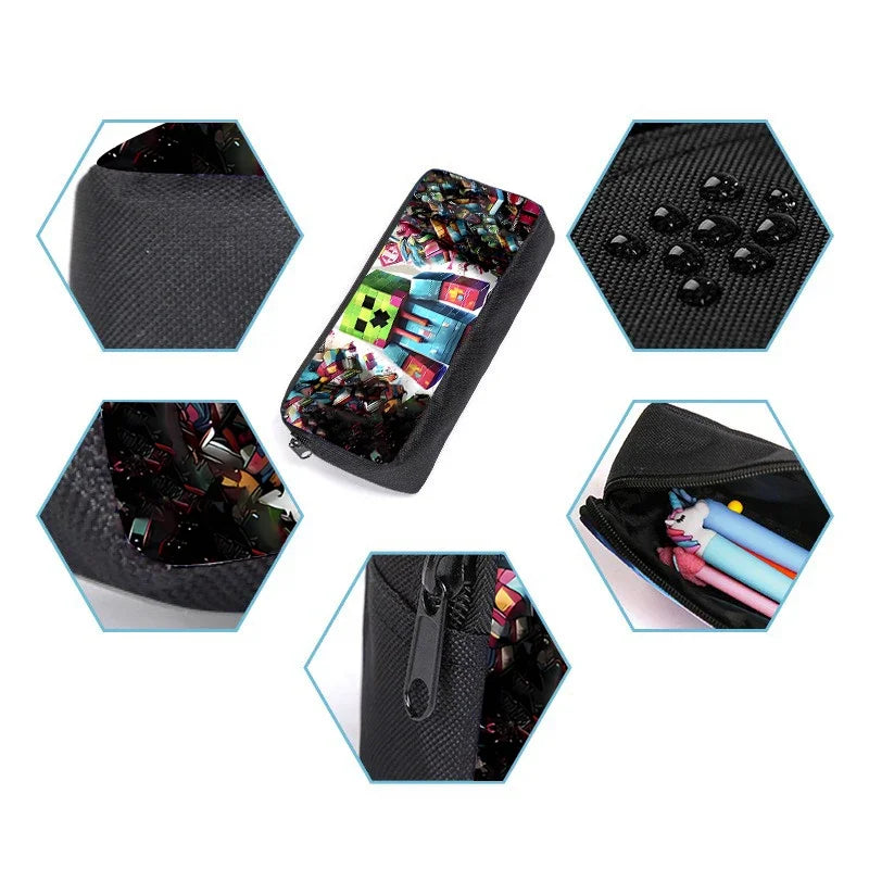 3D Cartoon School Backpack Set Waterproof Game My World Character Three Piece for Boys and Girls Best Gift for Children