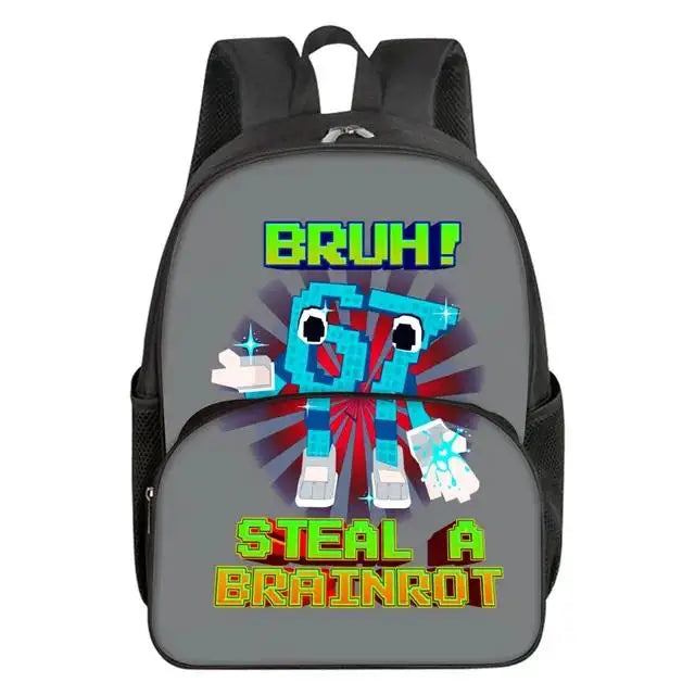 Colorful Number 67 Print Waterproof Polyester 3D Cartoon School Backpack with Front Pocket for Unisex Children