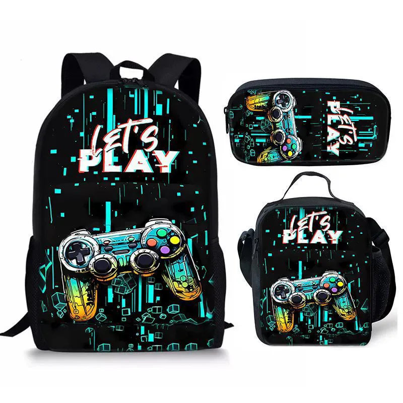 New Hot Selling Fashion Shanhaijing Children's Polyester Backpack Set Primary School Students Three-Piece Cute Lightweight