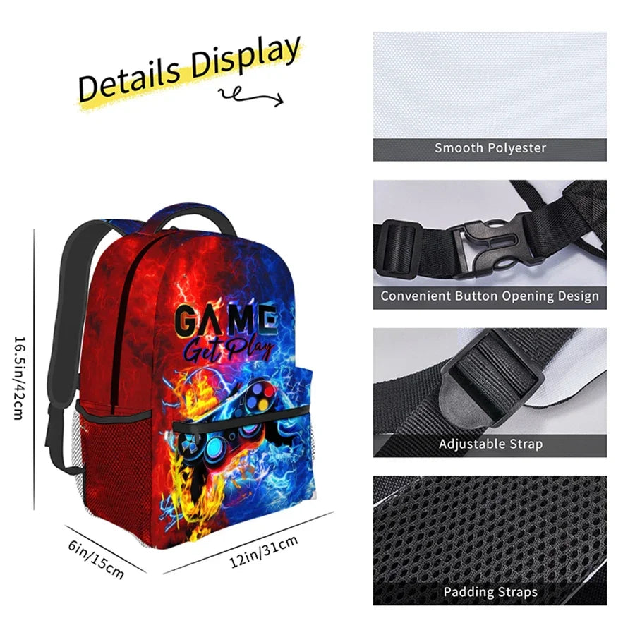 Best Gifts for Boys and Girls Waterproof 3D Cartoon Game Controller Backpack Fashion School Backpack for Children