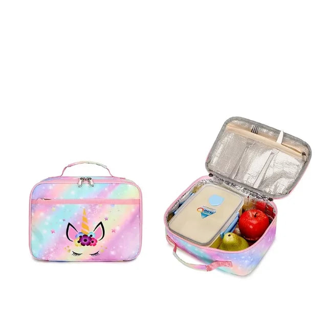 Unicorn School Bag Set for Girls With Lunch Bag School Backpacks Stylish Student Backpack Tie Dye Kids Girls Backpacks
