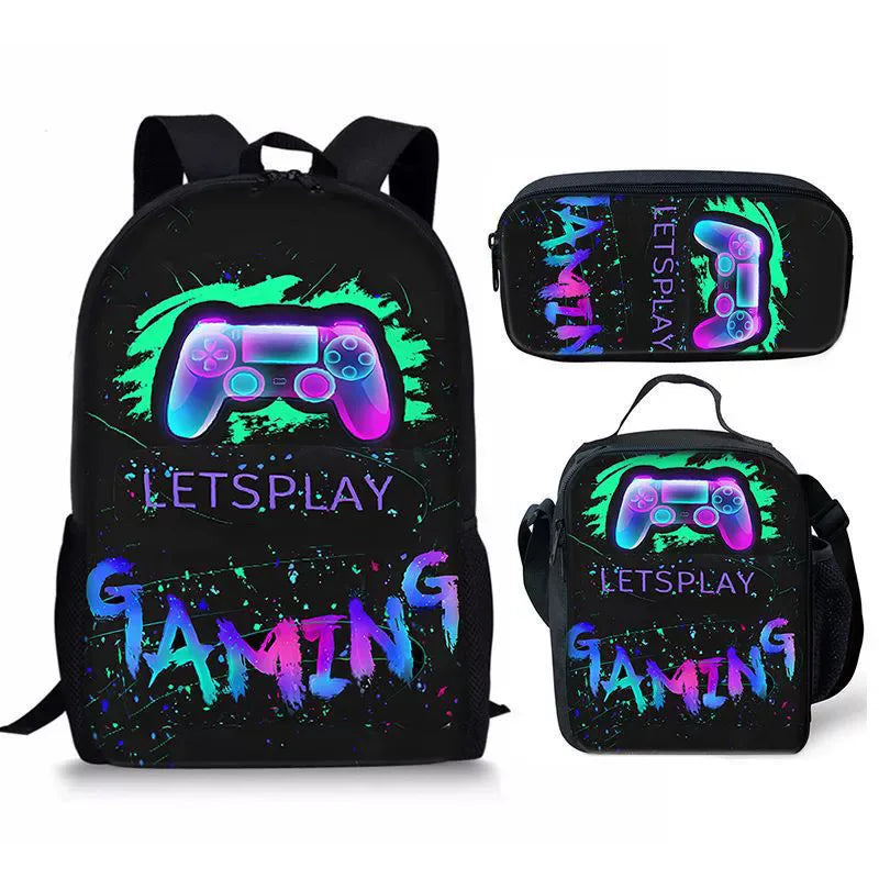New Hot Selling Fashion Shanhaijing Children's Polyester Backpack Set Primary School Students Three-Piece Cute Lightweight